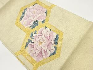 蜀江文に牡丹模様織出し名古屋帯